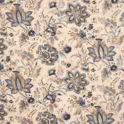 TISSU COTON IMPRIMÉ FLEURS STYLISÉES GRIS