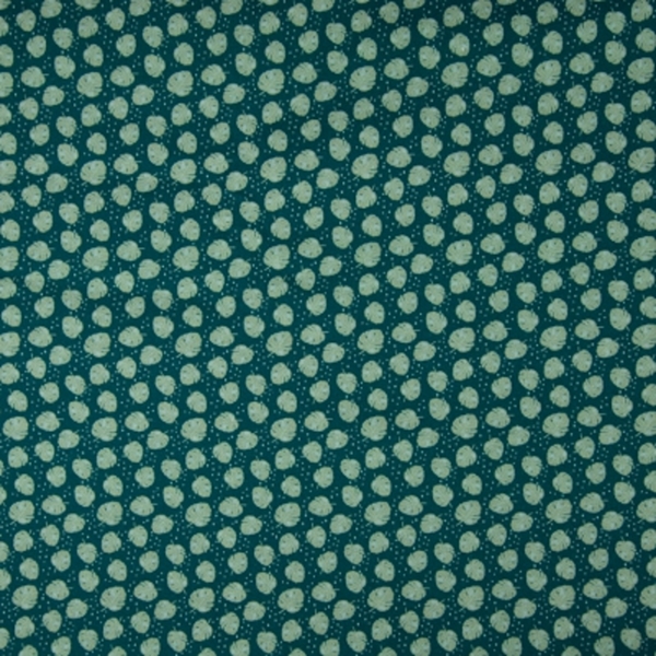 TISSU COTON FEUILLE VERT TURQUOISE 