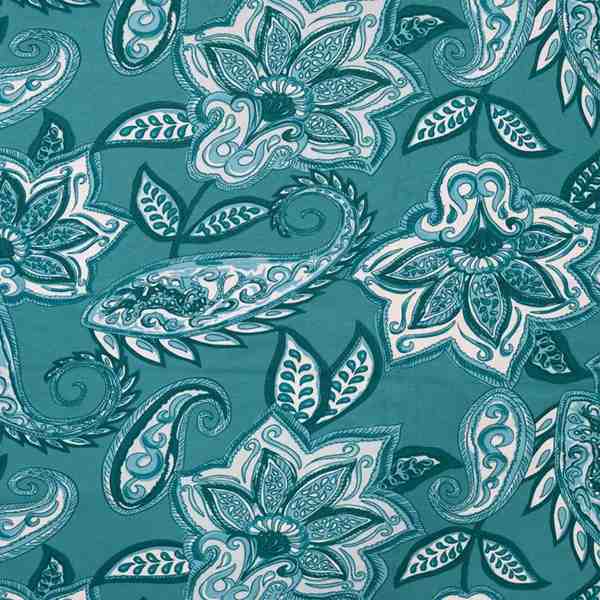 TISSU JERSEY VISCOSE FLORAL ET CACHEMIRE BLEU 