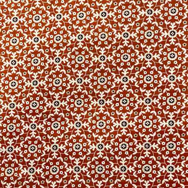 TISSU COTON IMPRIMÉ INDIENNE FLEURS MOSAIQUE TERRE