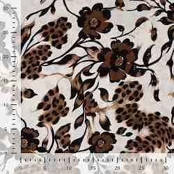 TISSU VISCOSE STRETCH IMPRIMÉ FLORAL LÉOPARD BEIGE