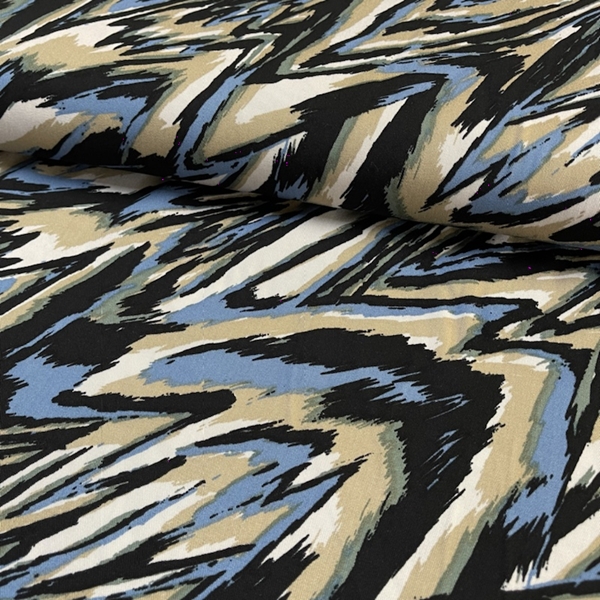 TISSU VISCOSE TWILL IMPRIME RAMAGE BLEU 