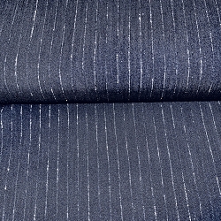 TISSU CREPON VISCOSE LUREX RAYURE BLEU MARINE