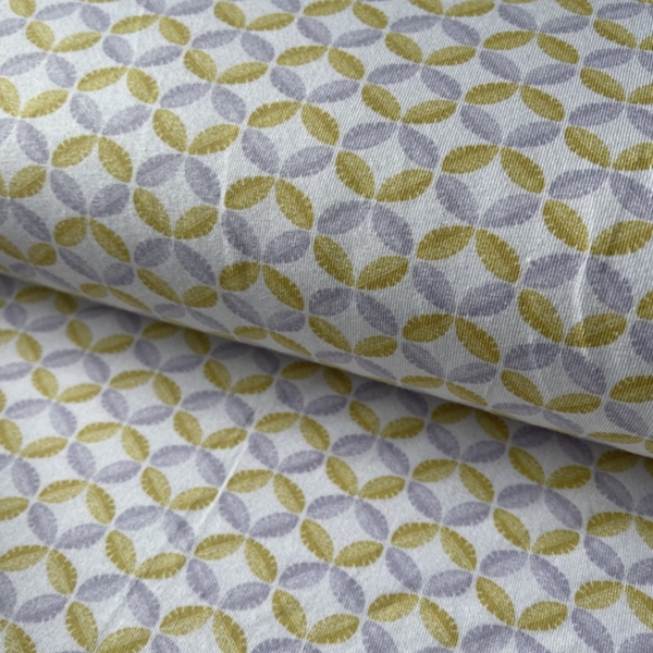 JERSEY ORGANIC OEKO-TEX FEUILLE ET CERCLE BLANC