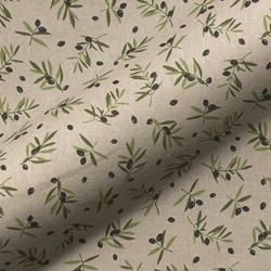 TISSU TOILE ASPECT LIN OLIVE NOIRE