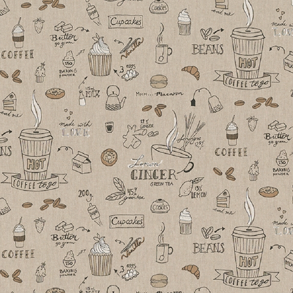 TISSU TOILE ASPECT LIN CAFÉ ET GATEAUX