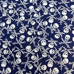 TISSU COTON IMPRIME PIRATE MARINE OEKOTEX