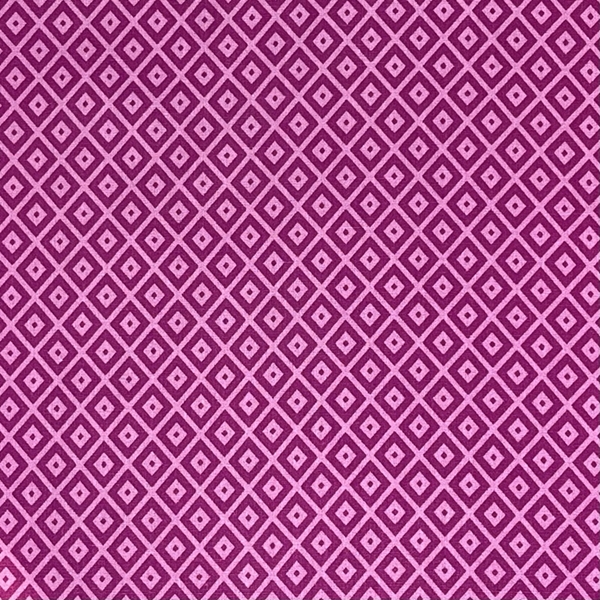 TISSU COTON IMPRIME LOSANGE ROSE FUCHSIA