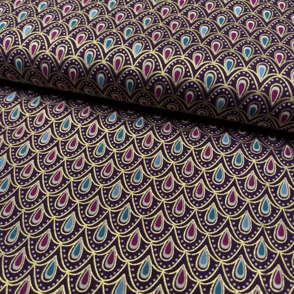 TISSU COTON PAON DE NOEL VIOLET