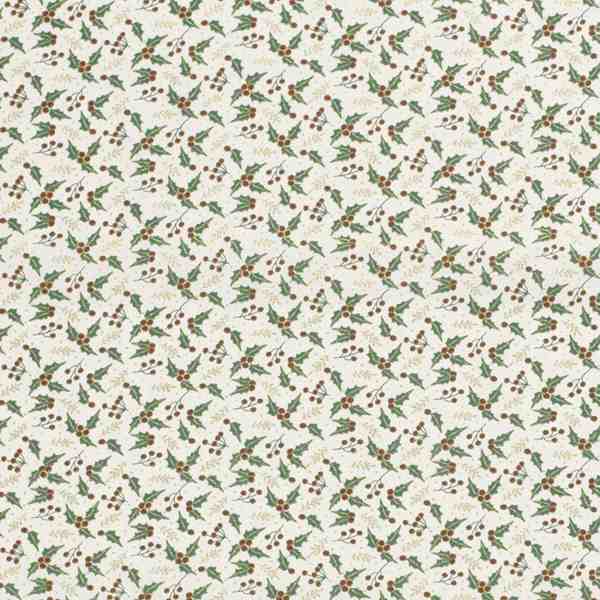 TISSU NOEL COTON HOUX CHAMPETRE NATUREL