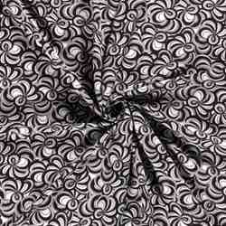 TISSU POPELINE DE VISCOSE ROSACE NOIR