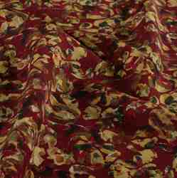 TISSU VISCOSE IMPRIMÉ FLORAL ROUGE GRENAT