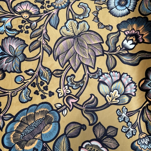 TISSU VELOURS INDIENNES FOND OR