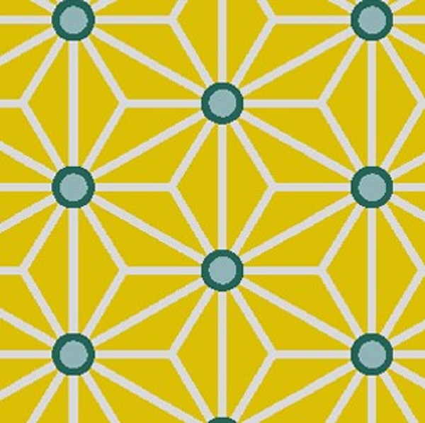 TISSU COTON GEOMETRIQUE SAKI JAUNE