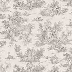 TISSU COTON TOILE DE JOUY NOIR