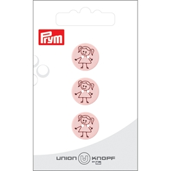 Bouton poly. 2-tr fille 15mm petite fille rose 