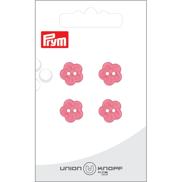 Bouton poly. 2-tr fleur 12mm rose