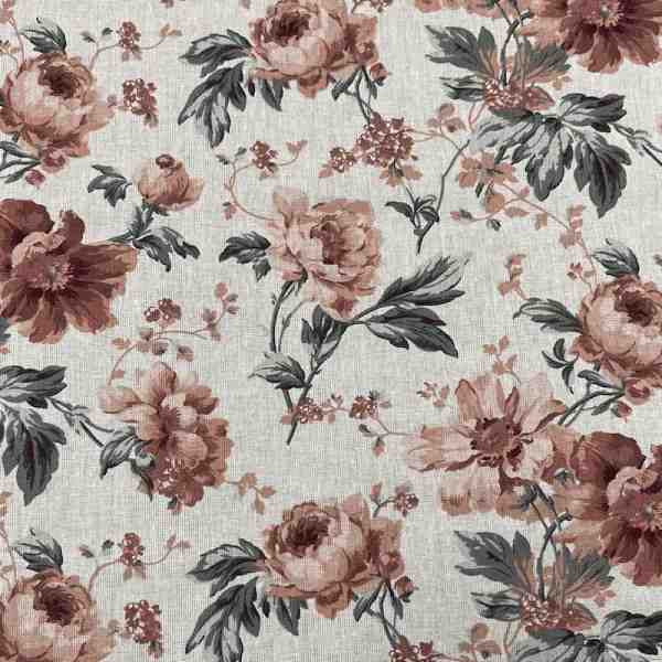 TISSU COTON ENDUIT MFTA SCARLET BOIS DE ROSE