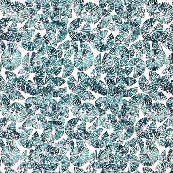 TISSU COTON MFTA WATERLILY BLEU TURQUOISE