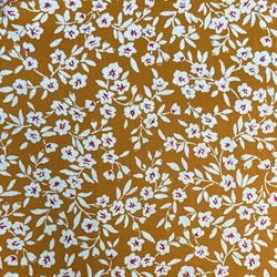 TISSU COTON IMPRIME FLEURETTE ORANGE BLANC