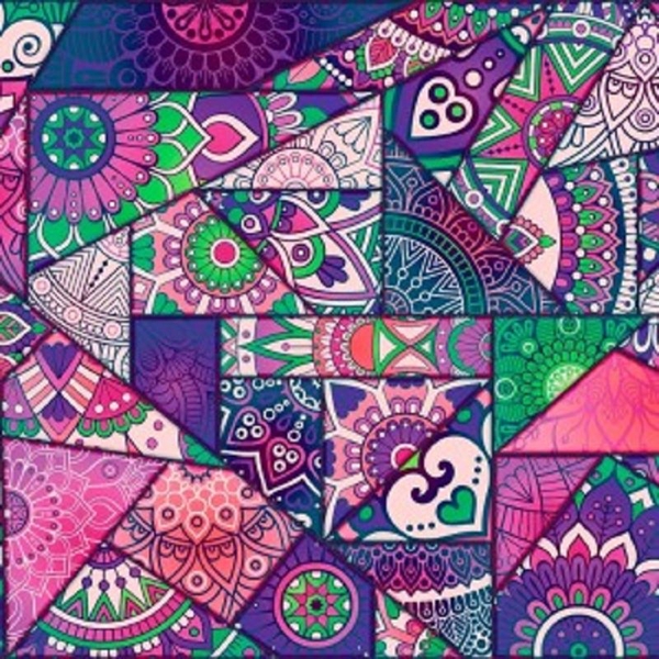 COUPON COTON OEKO-TEX PATCHWORK VIOLET 2.50 X1.45M