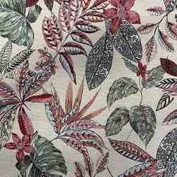 TISSU JACQUARD GOBELIN FEUILLES MULTI