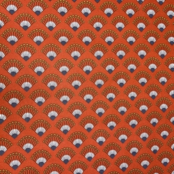 TISSU COTON EVENTAIL FOND TERRACOTTA