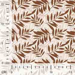 TISSU COTON IMPRIMÉ FEUILLAGE MARRON