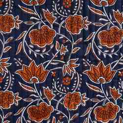 TISSU MATELASSÉ COTON IMPRIMÉ RÉVERSIBLE BLEU