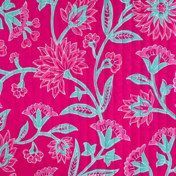 TISSU MATELASSÉ COTON IMPRIMÉ RÉVERSIBLE FUCHSIA 