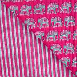 TISSU MATELASSÉ COTON IMPRIMÉ RÉVERSIBLE ÉLÉPHANT