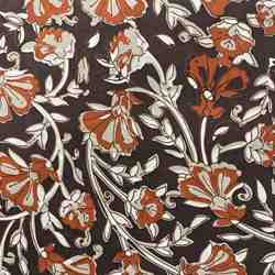 TISSU COTON IMPRIMÉ INDIENNE FLEURS TERRA MARINE