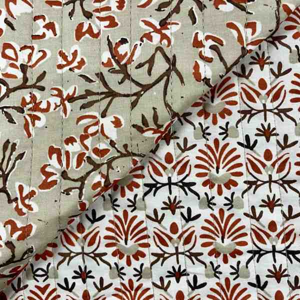 TISSU MATELASSÉ COTON JARDIN D'AUTOMNE BEIGE 