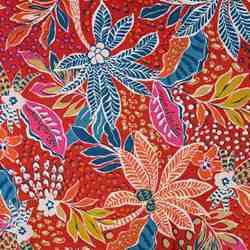 TISSU VISCOSE STRETCH IMPRIMÉ FLORAL ROUGE MULTI