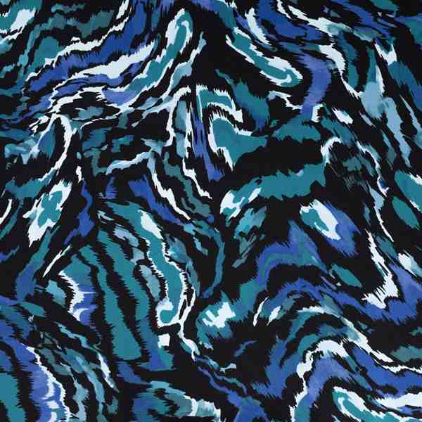 TISSU VISCOSE GEOMETRIQUE BLEU PETROLE