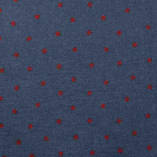 TISSU CHAMBRAY IMPRIME COCCINELLE 