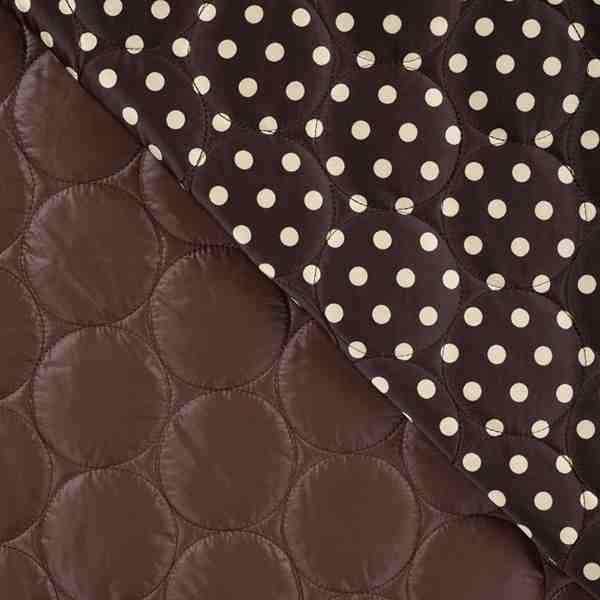 TISSU MATELASSE CERCLE POIS ECRU FOND MARRON