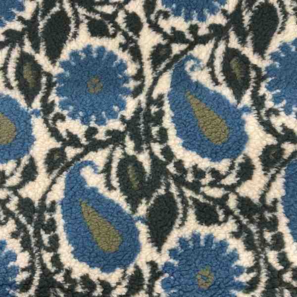 TISSU TEDDY JACQUARD CACHEMIRE BLEU PETROLE
