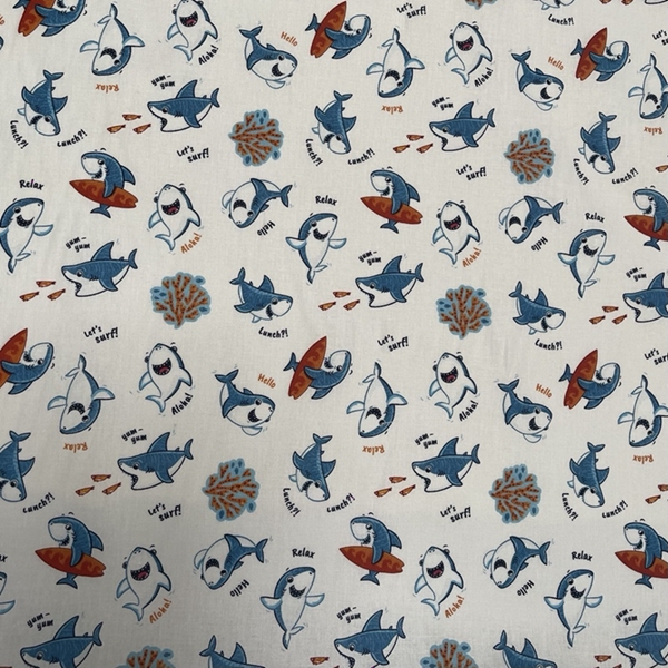 TISSU COTON  REQUIN SURF BLEU 