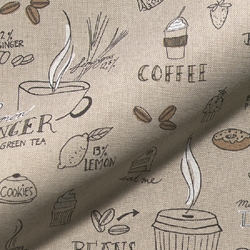 TISSU TOILE ASPECT LIN CAFÉ ET GATEAUX