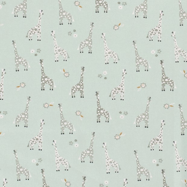 TISSU POPELINE COTON GIRAFE VERT