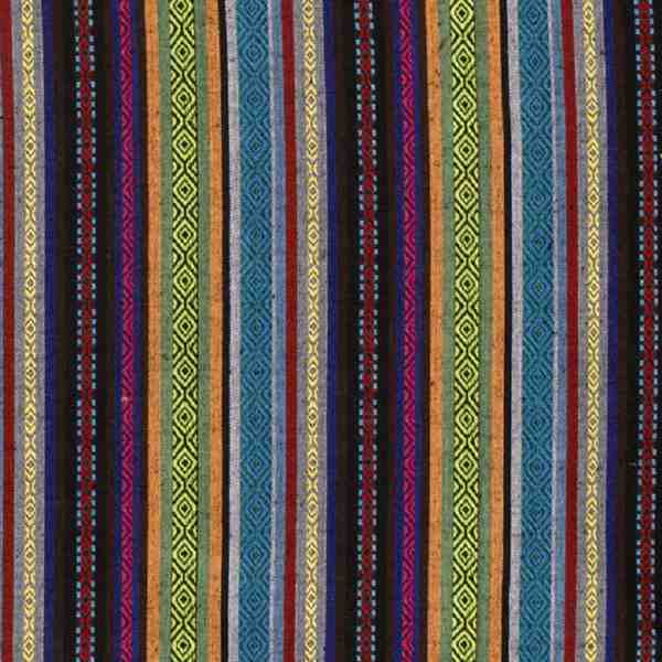 TISSU JACQUARD MEXICAIN RAYURE ORANGE