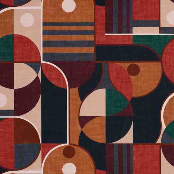 TISSU THEVENON SIEGE TOILE ECLIPSE TERRACOTTA NAVY