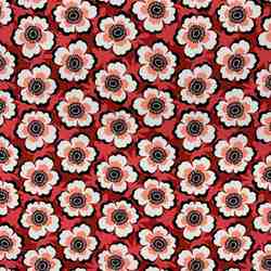 TISSU COTON MFTA ENDUIT HINDA FLEUR ROUGE