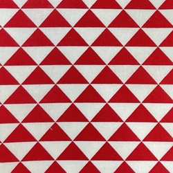 TISSU COTON IMPRIME TRIANGLES ROUGES