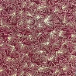 TISSU COTON IMPRIME GINKO BORDEAUX 