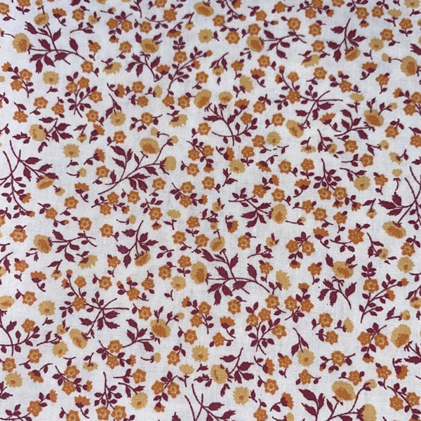 COUPON 75X45CM FLEURS ORANGES FOND BLANC