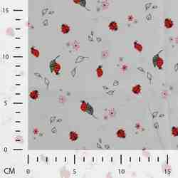 TISSU JERSEY COTON COCINELLES SUR FOND BLANC