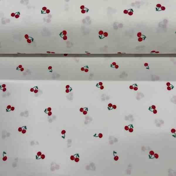 TISSU COTON IMPRIMÉ CERISES