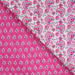 TISSU MATELASSÉ COTON IMPRIMÉ RÉVERSIBLE ROSE